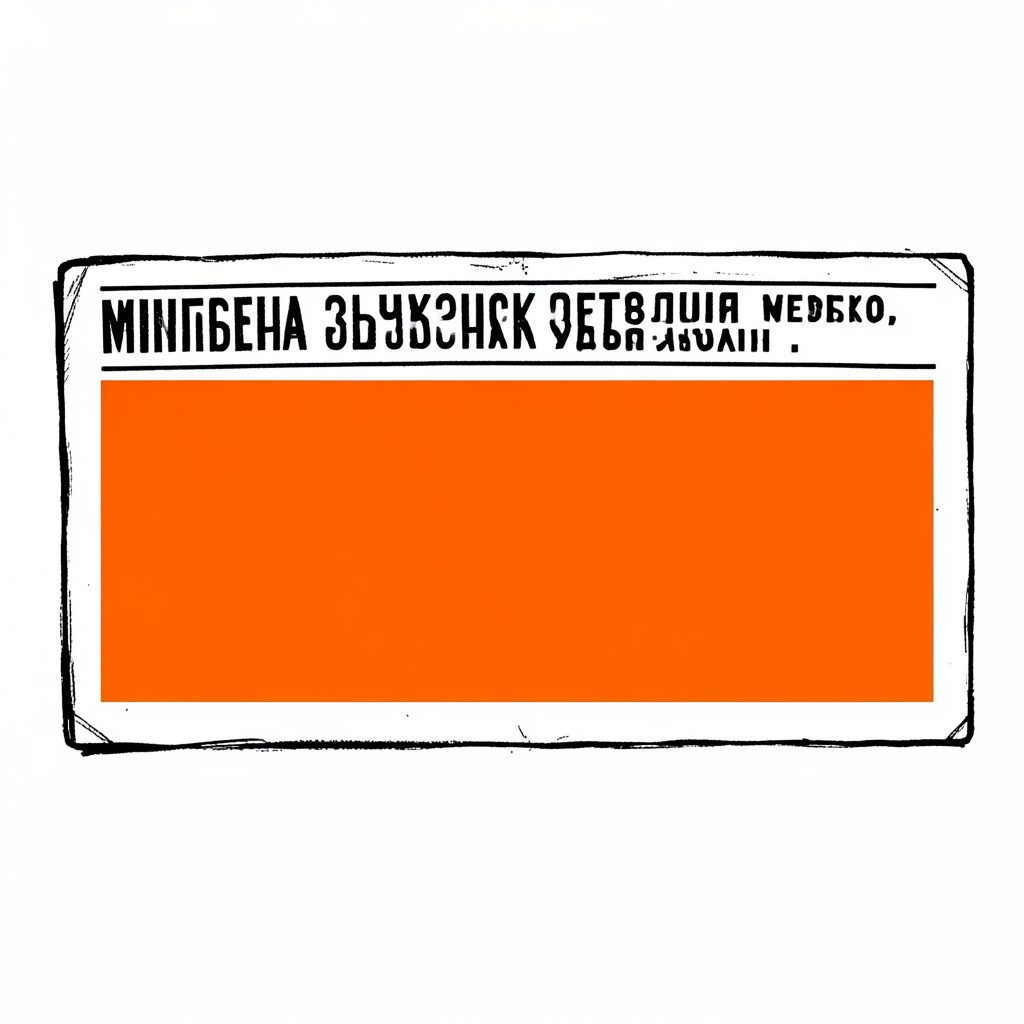 Чёрно-белая иллюстрация: архивная газетная полоса с выделенным заголовком, строгий документальный стиль